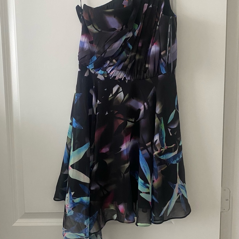 Marciano One Shoulder Dress - Black and Multicolor